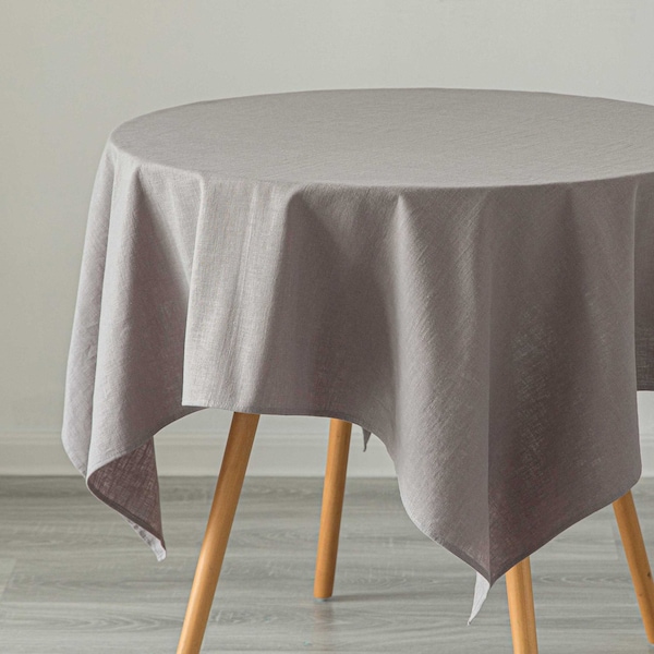 Deerlux 100% Pure Linen Washable Tablecloth Solid Color, 52 x 70 Rectangle Gray QI003989.5270.GY - main